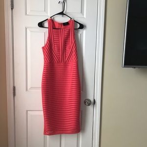 Coral bodycon midi dress